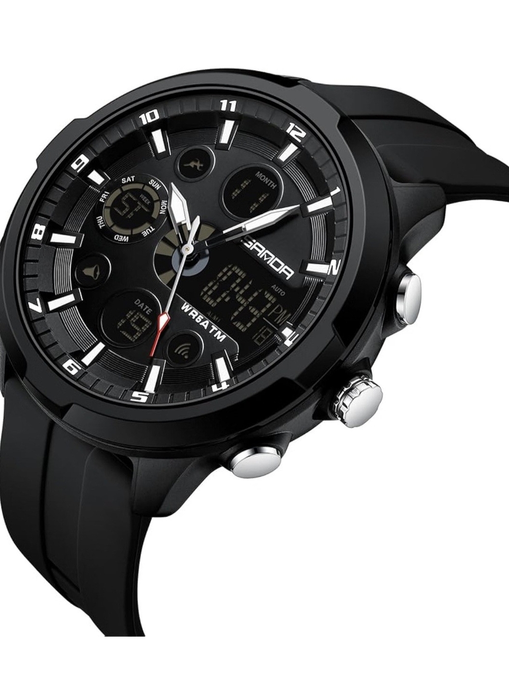 Men's Digital Analog Sports Watch, 53mm Large Face 50M Waterproof Multifunction